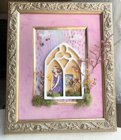 Window Fairy Cottagecore Decor Real Dried Flower and Natural Art