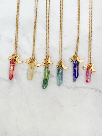 Embrace Your Magic Rainbow Quartz Crystal Gypsy Charm Necklace