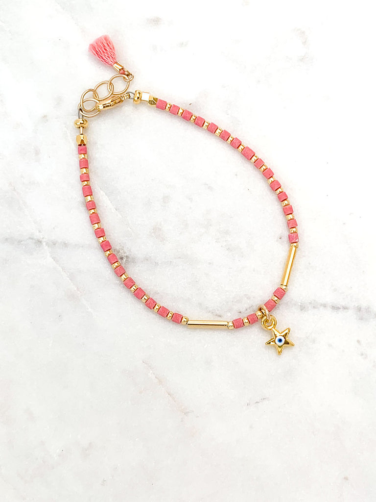 Embrace Your Magic Evil Eye Star Charm Beaded Bracelet