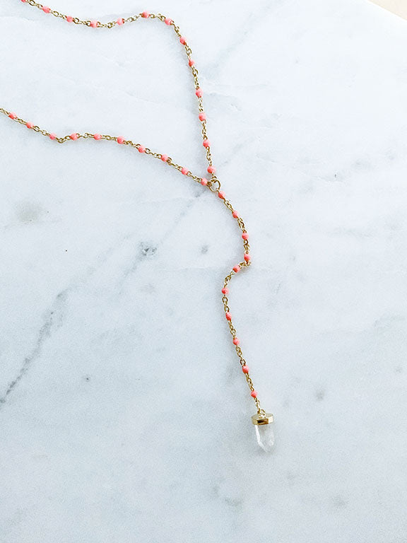 Quaintrelle Crystal Drop Charm Necklace