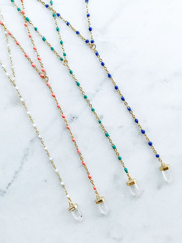 Quaintrelle Crystal Drop Charm Necklace