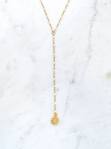 Quaintrelle White Sun Drop Charm Necklace