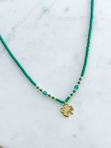 Quaintrelle Lucky Four-Leaf Clover Charm Necklace